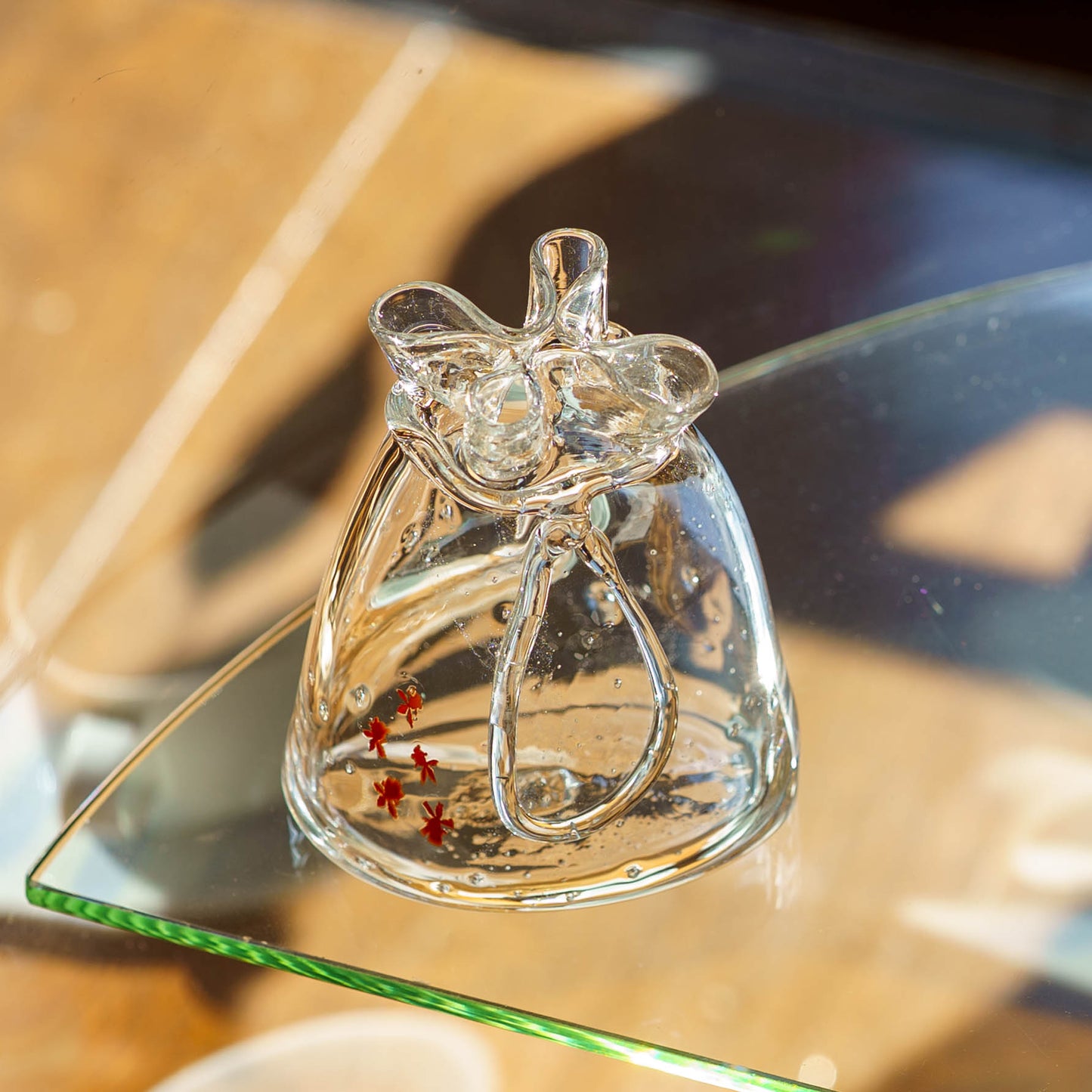 金魚巾着一輪挿し　大　クリア｜極楽寺がらす工房