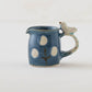 ミニピッチャー　とり x お花　ネイビー｜原田晴子