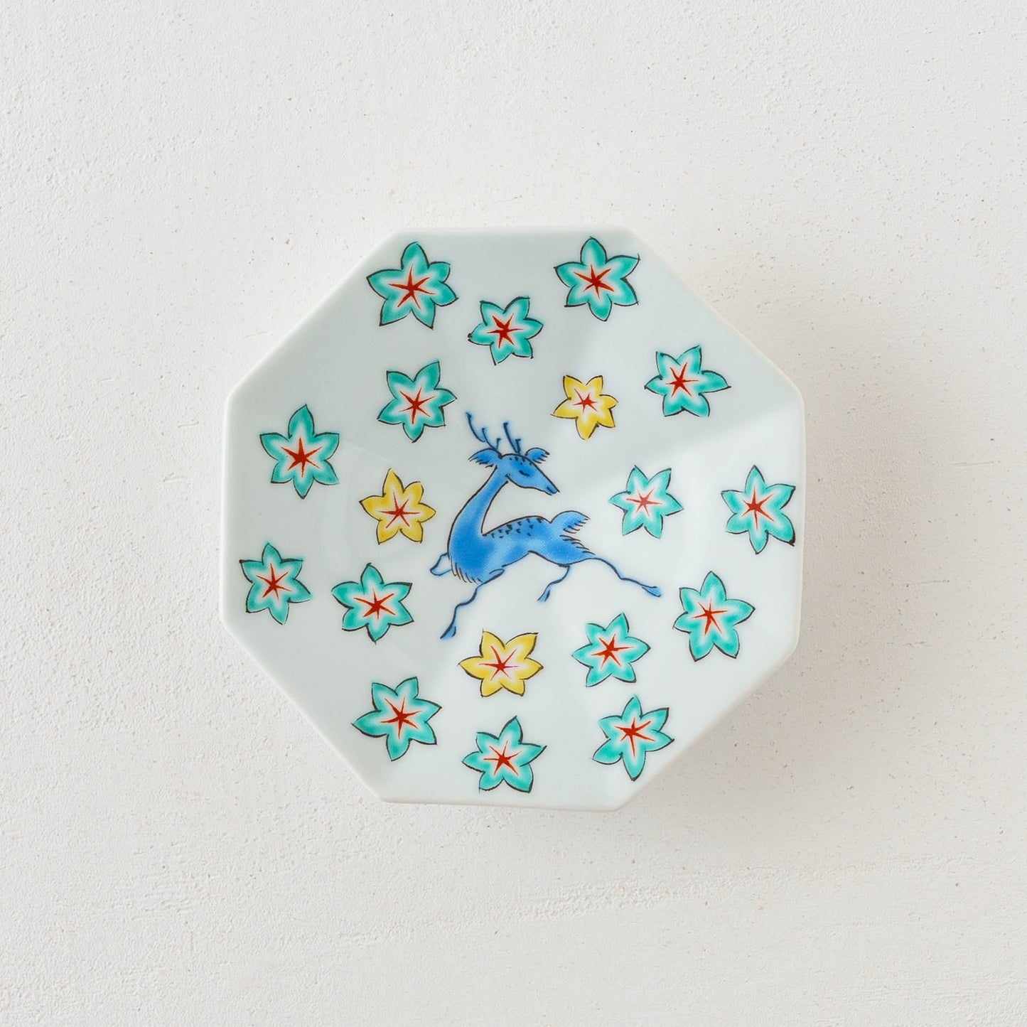 鹿もみじ　八角小皿｜吉田焼