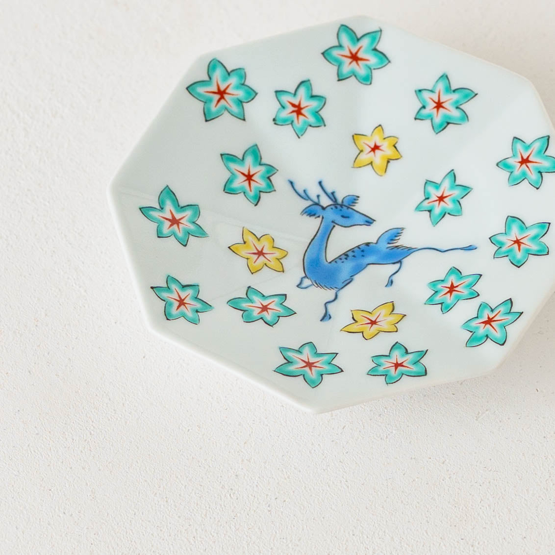 鹿もみじ　八角小皿｜吉田焼