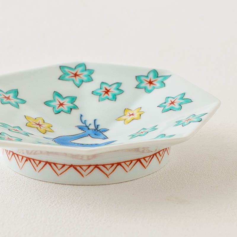 鹿もみじ　八角小皿｜吉田焼