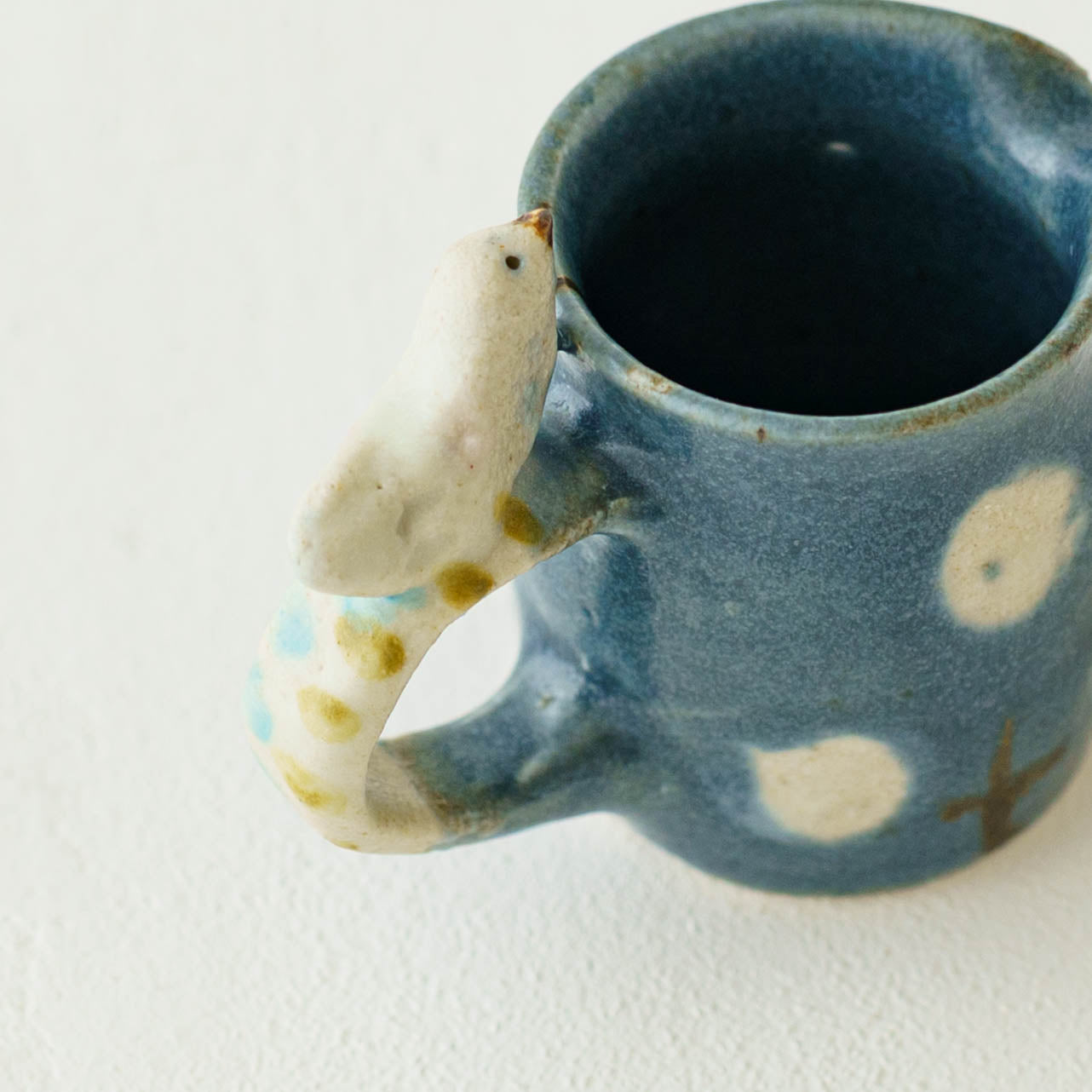 ミニピッチャー　とり x お花　ネイビー｜原田晴子