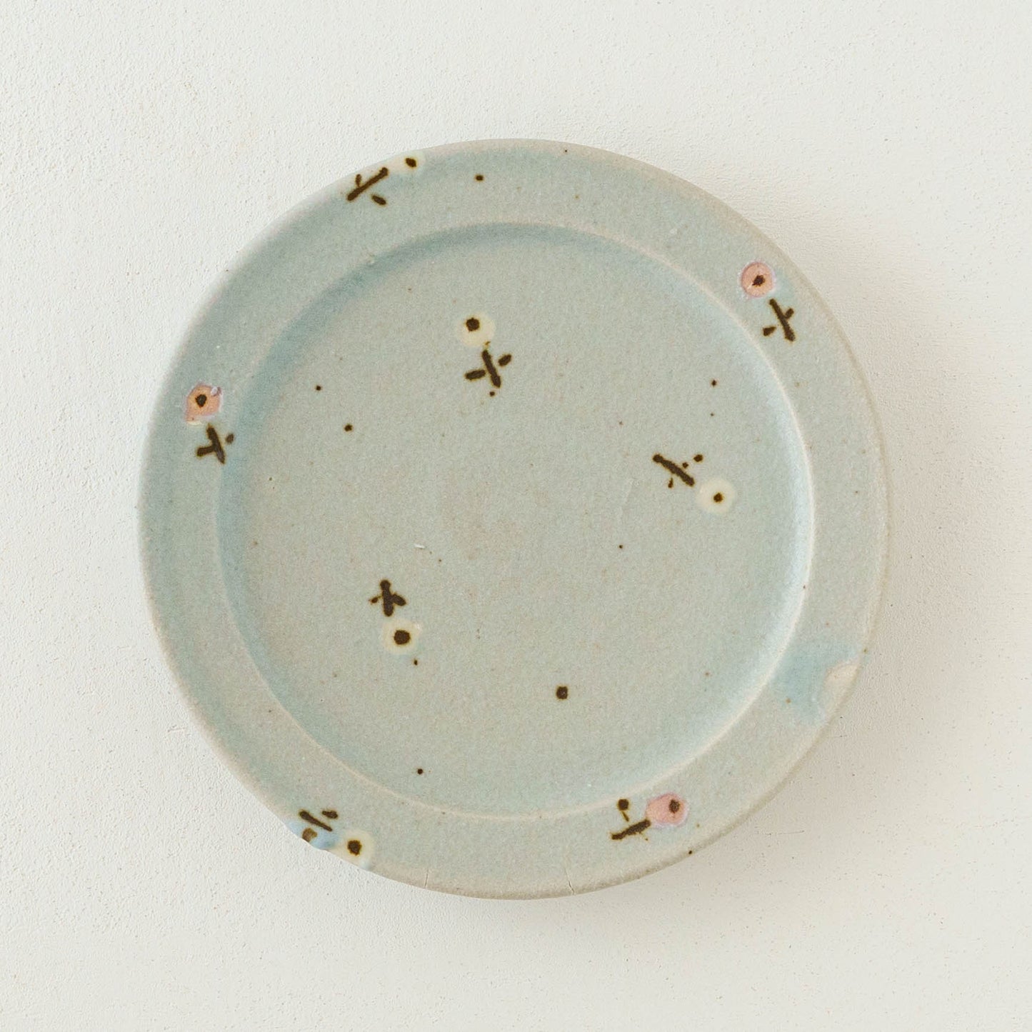 6寸リムプレート　お花　ライトブルー｜原田晴子