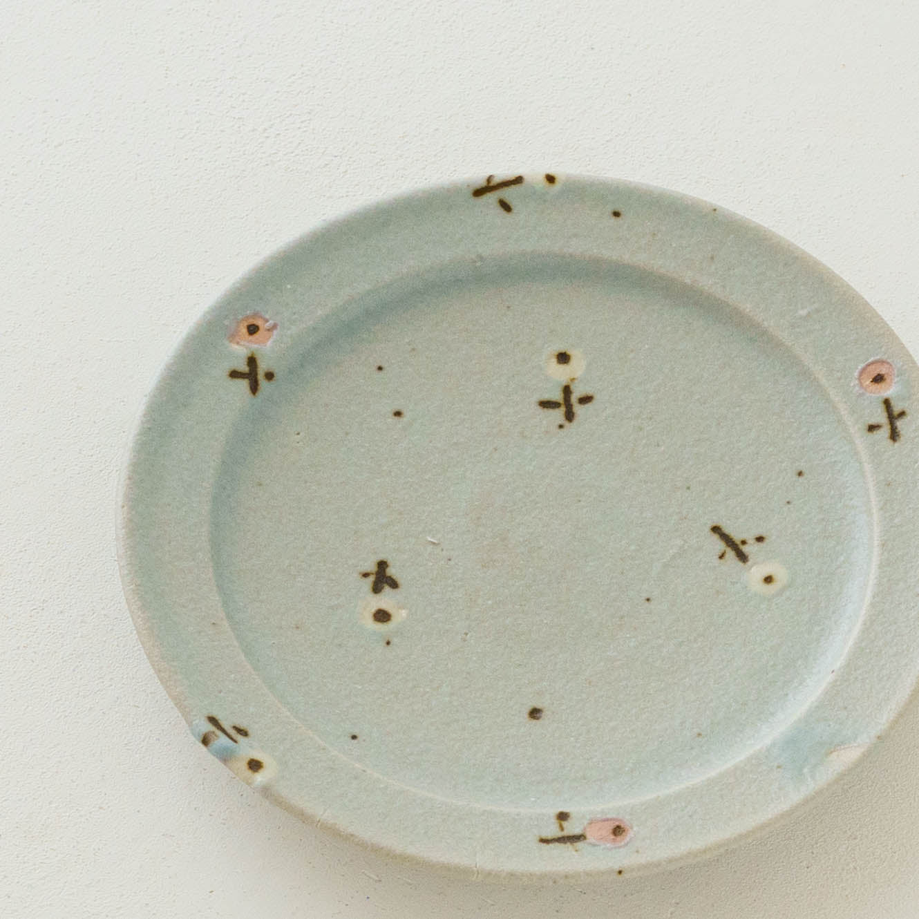 6寸リムプレート　お花　ライトブルー｜原田晴子