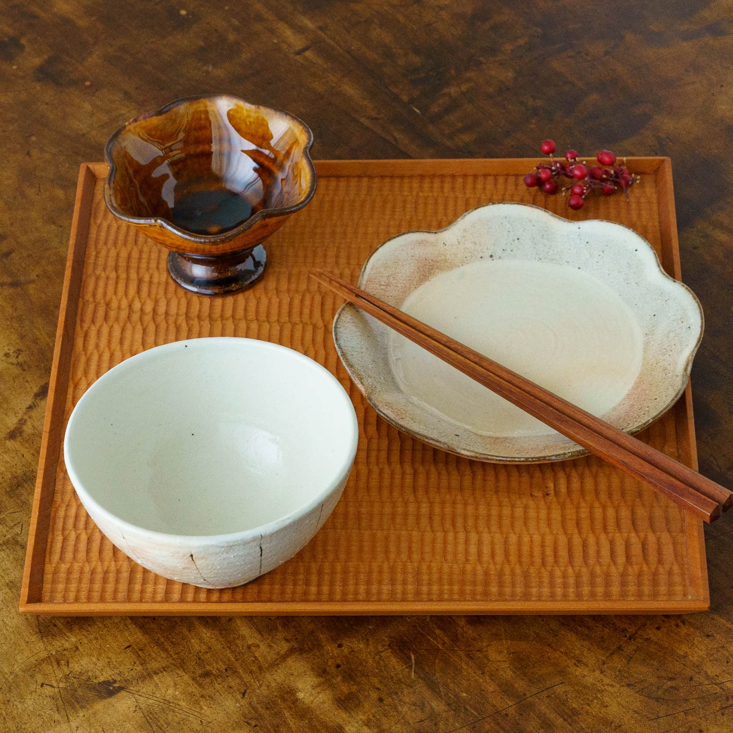 たて鉄線　めし碗　大｜古谷製陶所