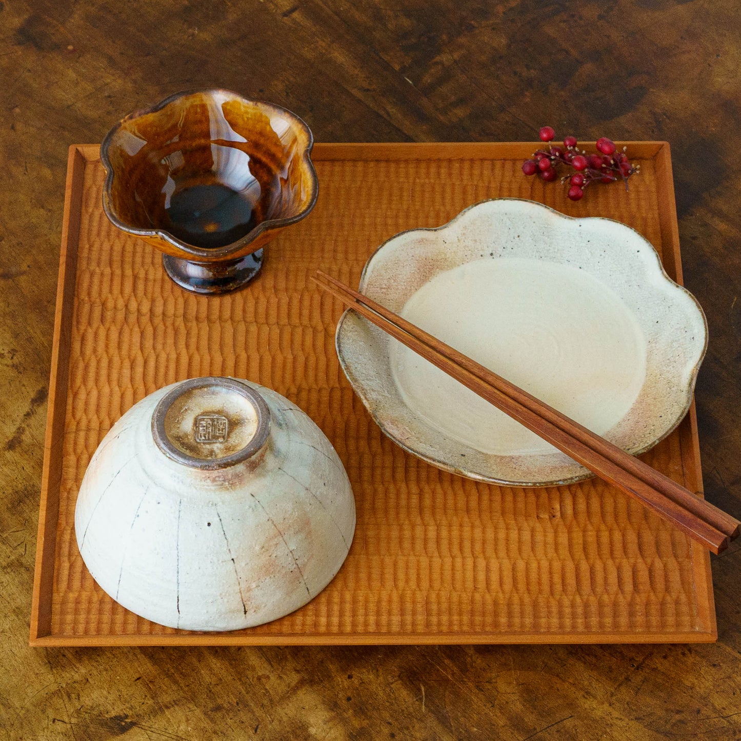 たて鉄線　めし碗　大｜古谷製陶所