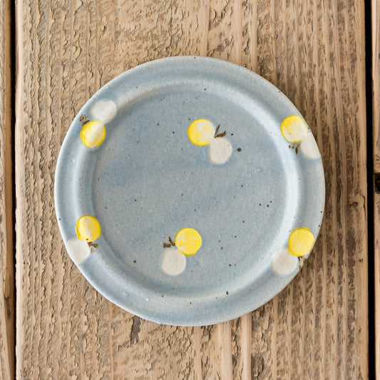 15cm rim plate butterfly sky blue x yellow | Haruko Harada