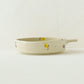 Dip Dish　中　お花　オフホワイト（イエロー x パープル）｜原田晴子