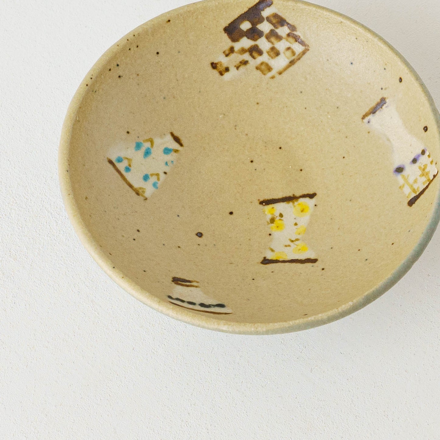 Flat bowl light brown x turquoise blue | Harada Haruko