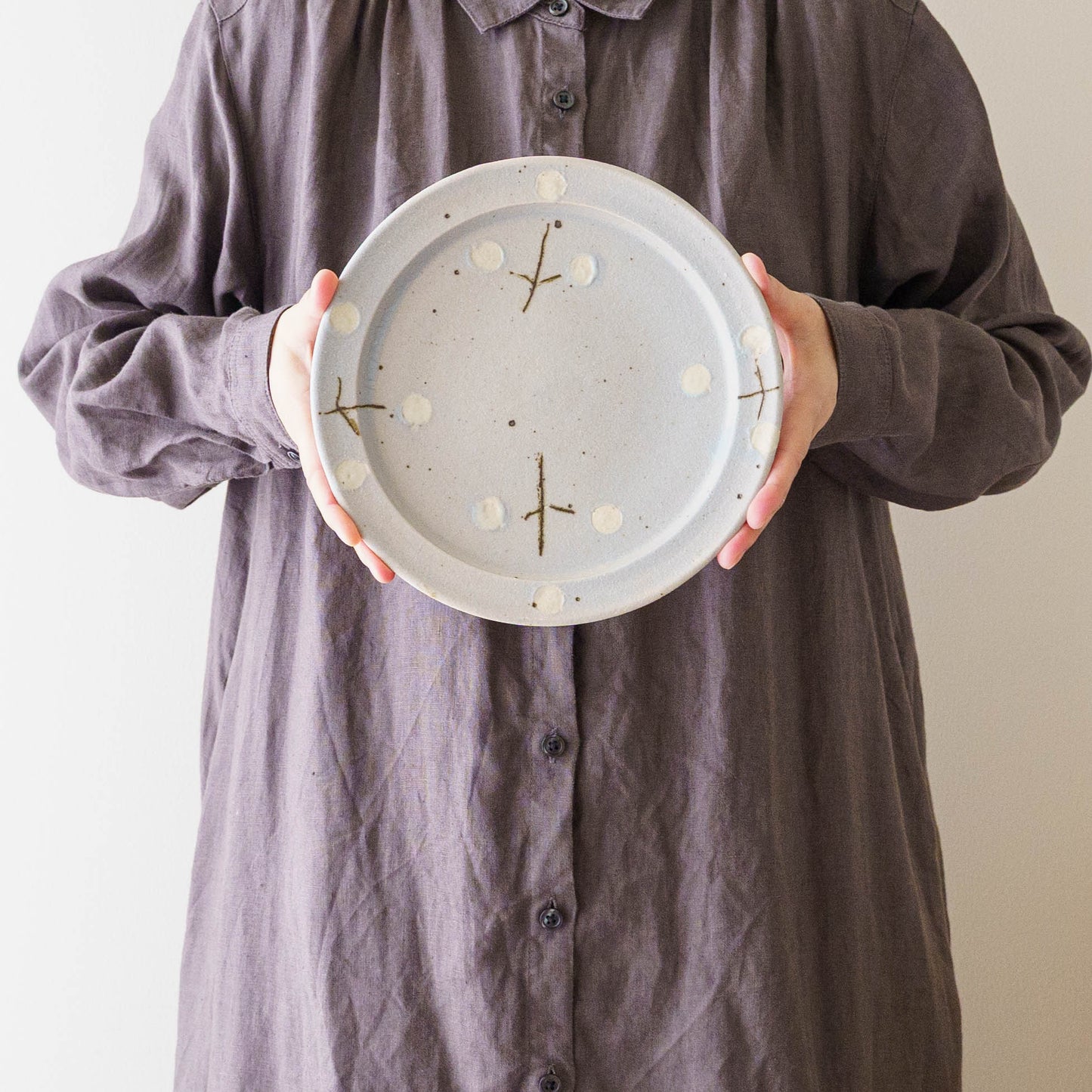 22cm rim plate flower B light blue | Harada Haruko