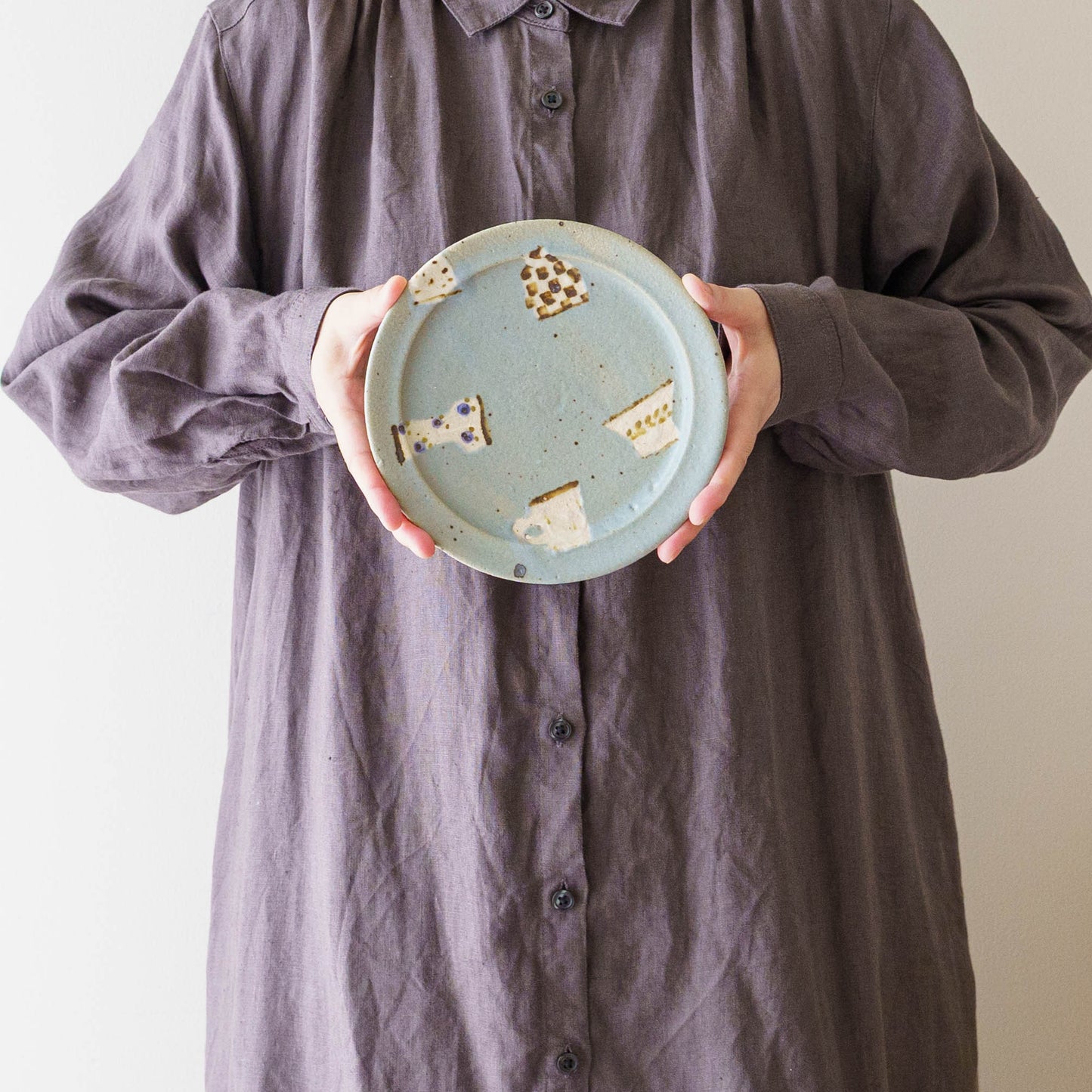 6寸リムプレート　うつわ　ターコイズブルー｜原田晴子