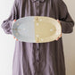 Oval flower plate L  light brown x light blue | Harada Haruko