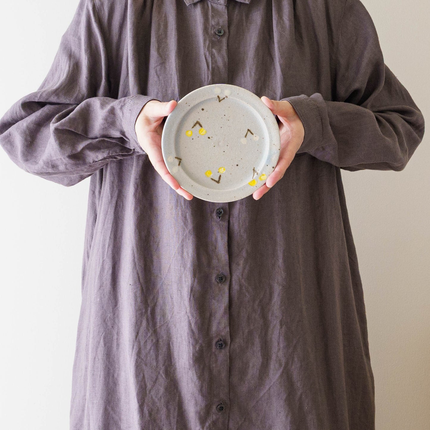 15cm rim plate cherry light blue (yellow x white) | Harada Haruko