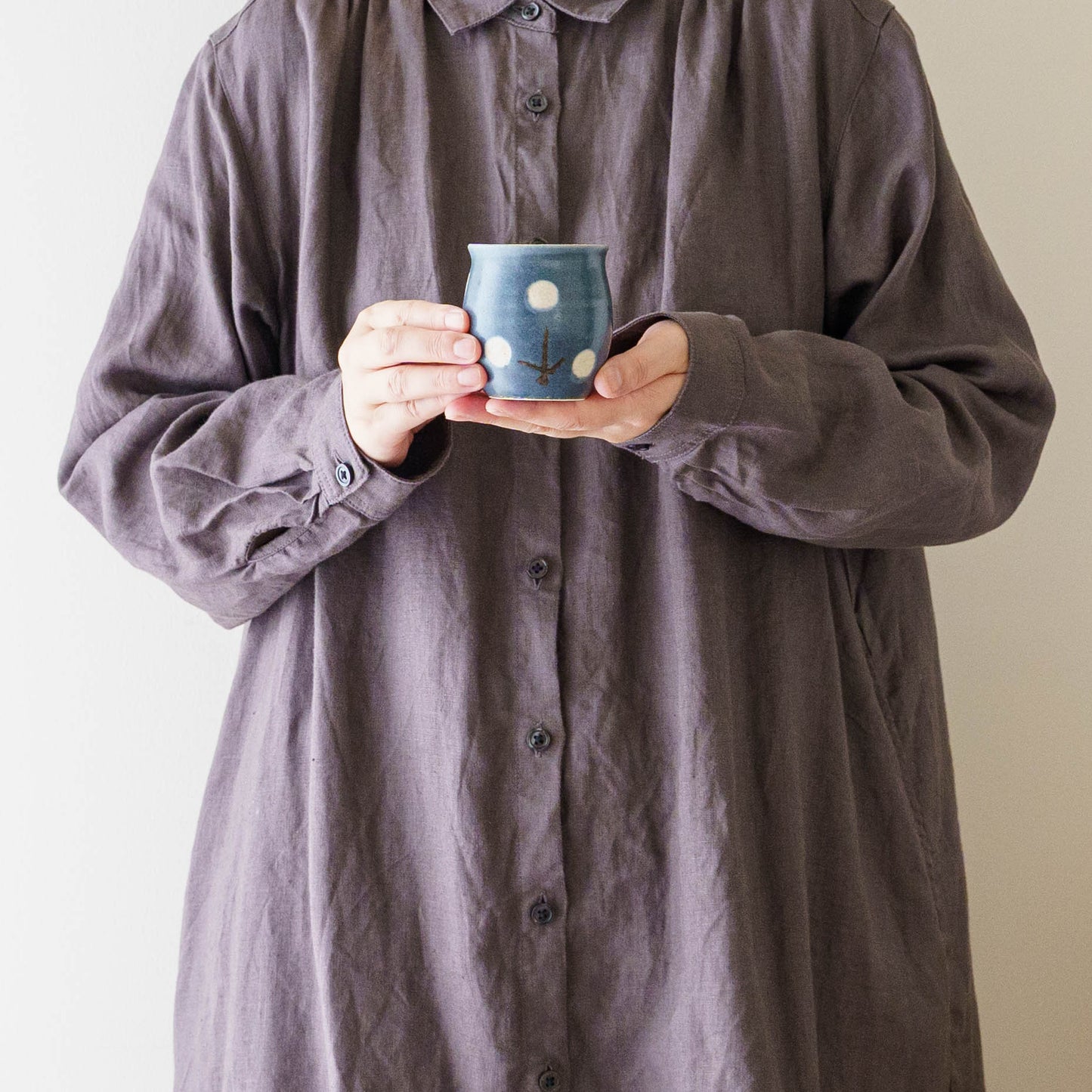 Flute cup S flower navy | Harada Haruko