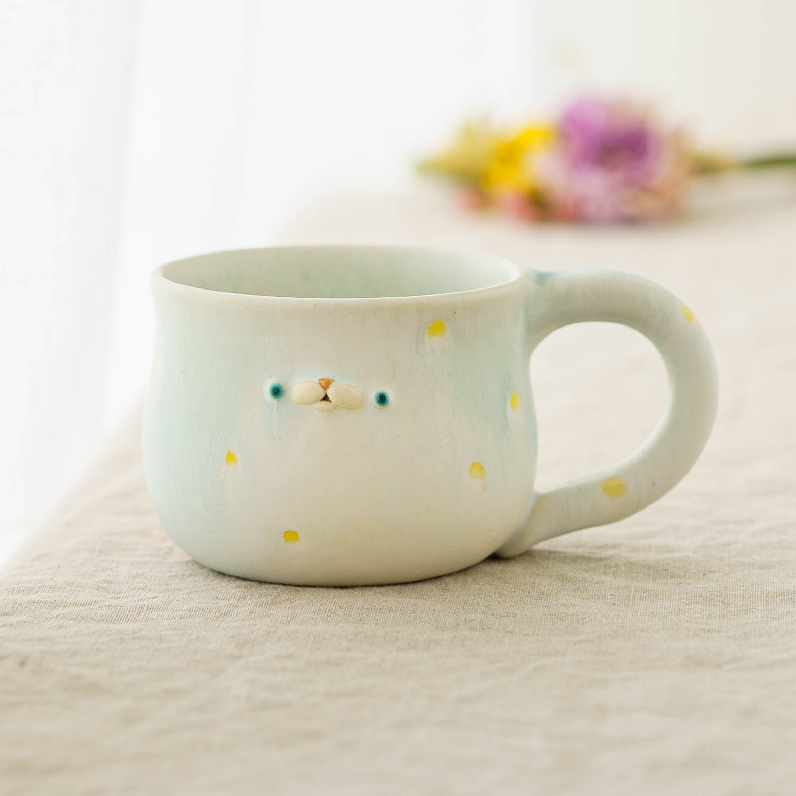 陶芸作家 堀江遼子 poco mug yellow dot｜鎌倉山 作家もののうつわ通販
