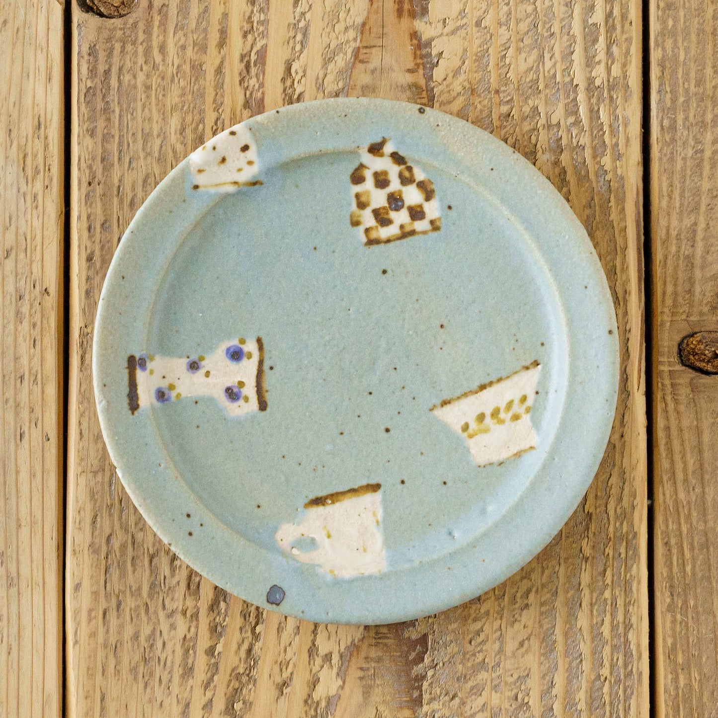 6寸リムプレート　うつわ　ターコイズブルー｜原田晴子