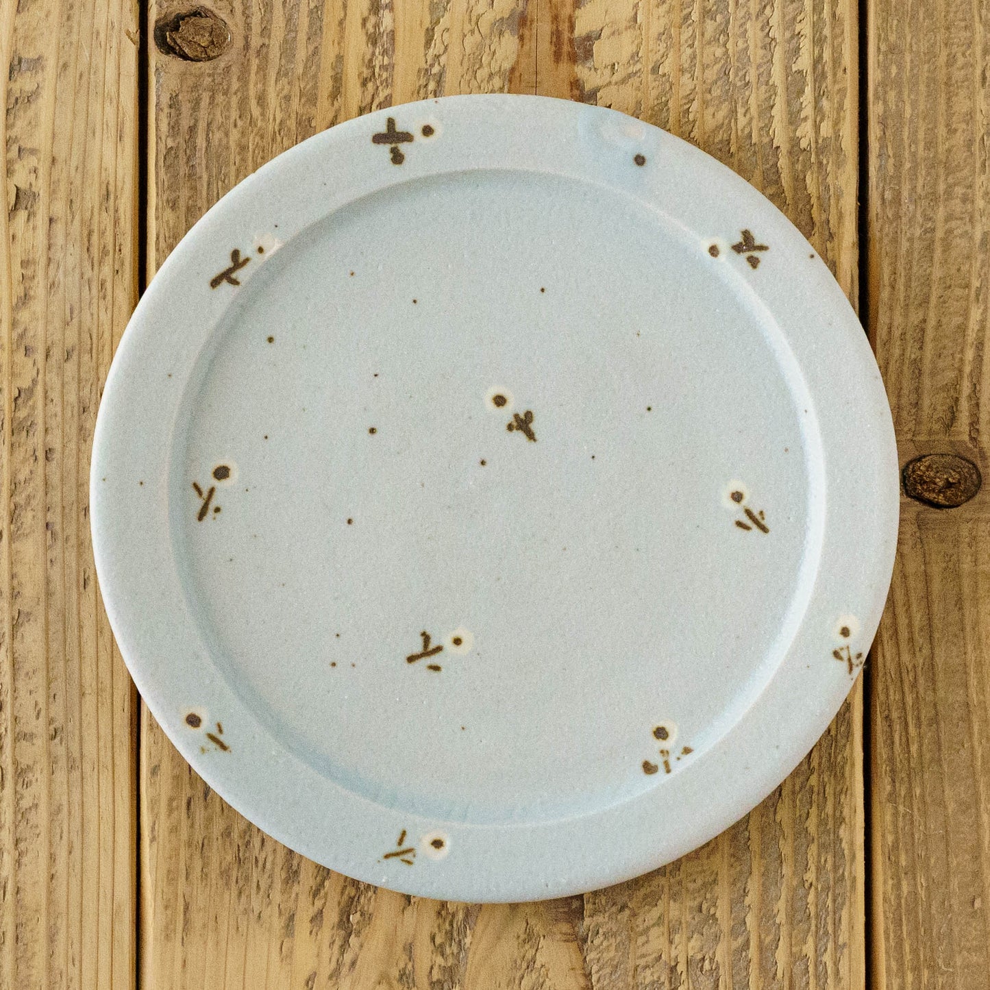 7寸リムプレート　お花　A　ライトブルー｜原田晴子