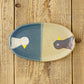 Oval plate bird light brown x navy | Harada Haruko