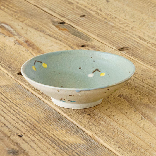 Flat bowl cherry turquoise blue x white | Harada Haruko
