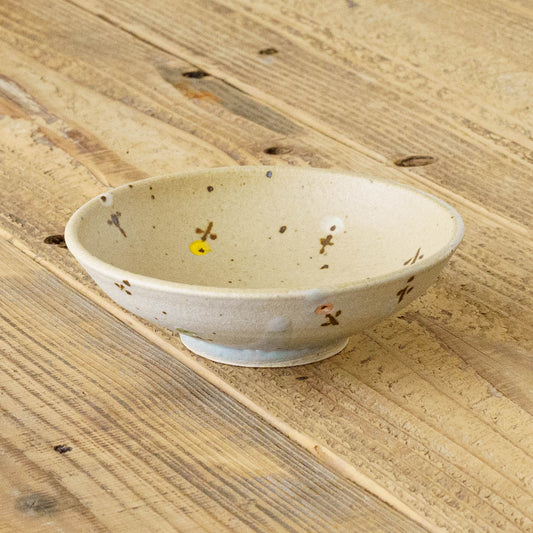Flat bowl flower light brown x light blue | Harada Haruko
