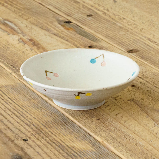 Flat bowl cherry white x light blue | Harada Haruko