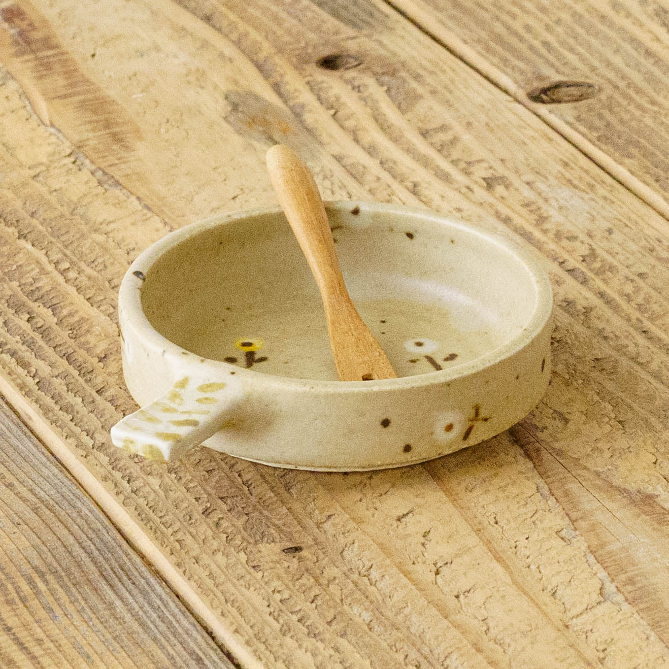 Dip Dish　小　お花　ライトブラウン｜原田晴子