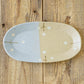 Oval flower plate L  light brown x light blue | Harada Haruko
