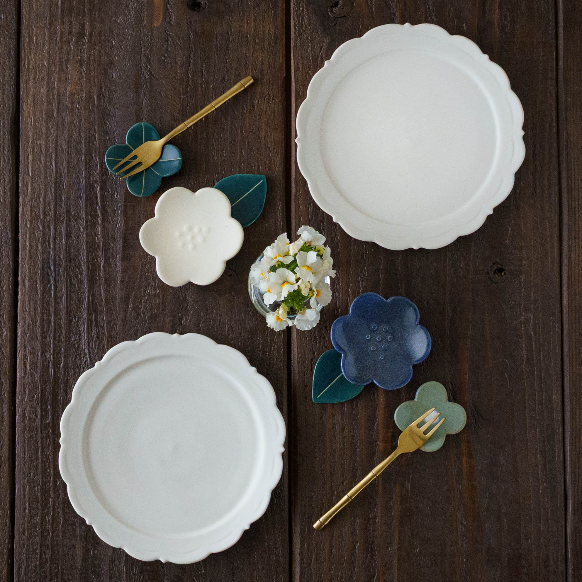 陶器 花形 箸置き 4個セット 臼杵焼 輪花箸置き4個セット