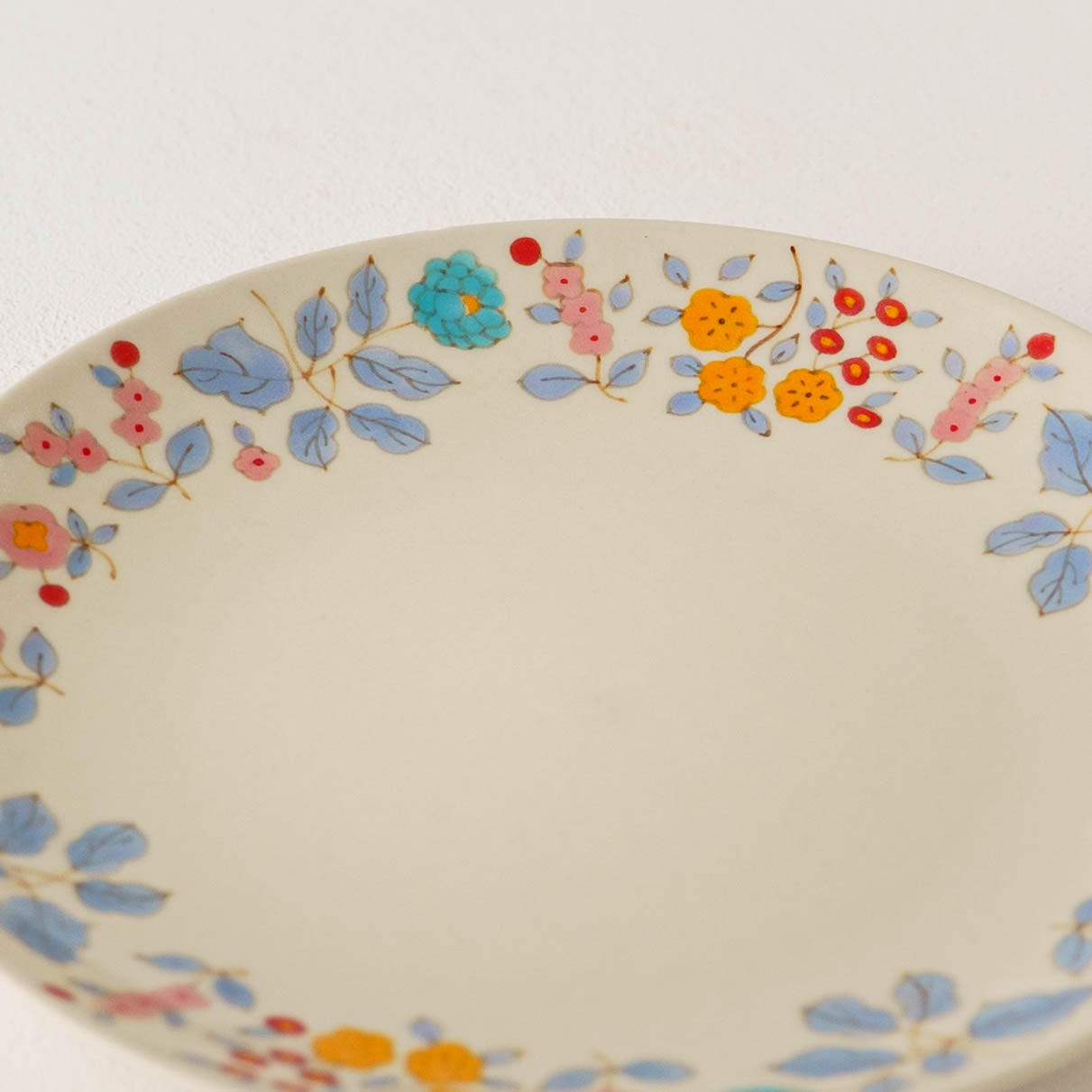 陶芸作家 井川絢子 絵付6寸皿 花唐草 オレンジ｜作家もののうつわ通販