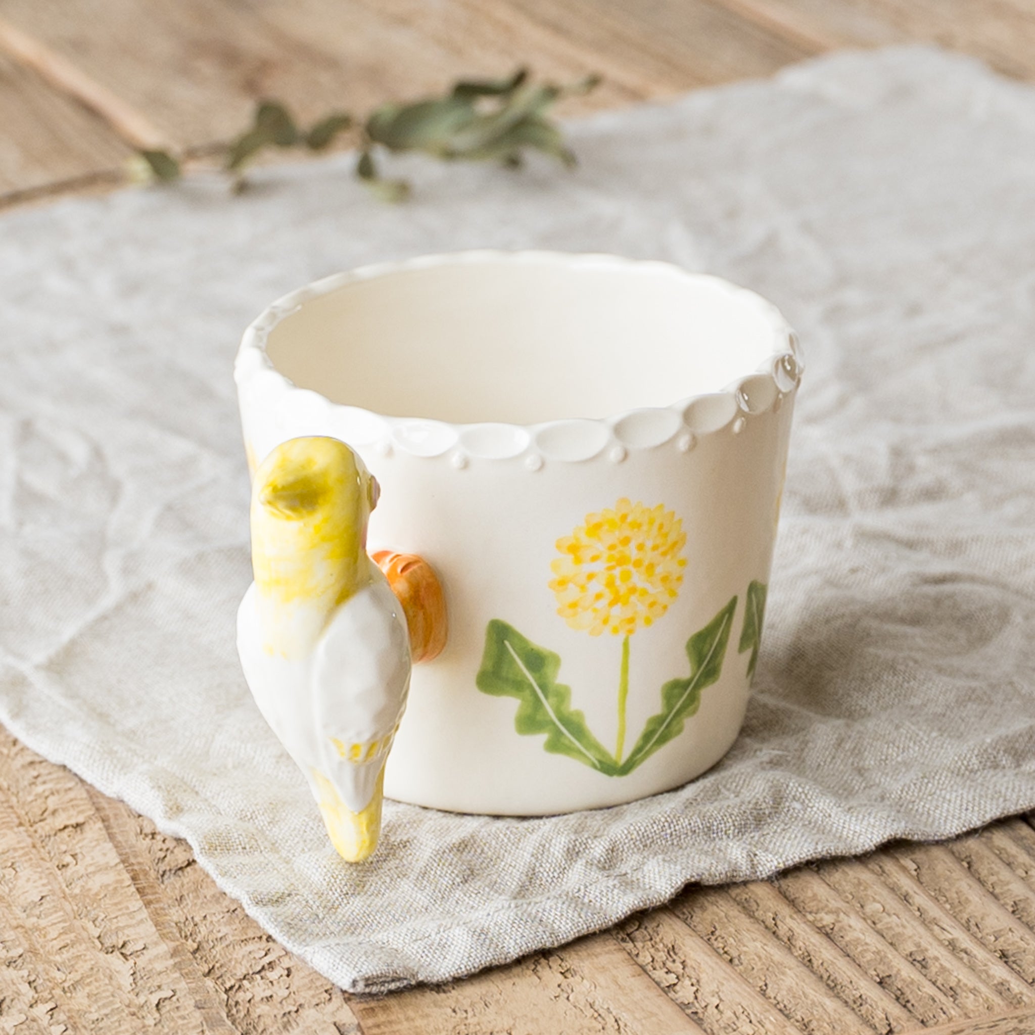 Sugar Poppo Cockatiel Mug Cup Dandelion | Japanese Ceramic Artist Store  Shikioriori – 四季折折 （オンラインストア）