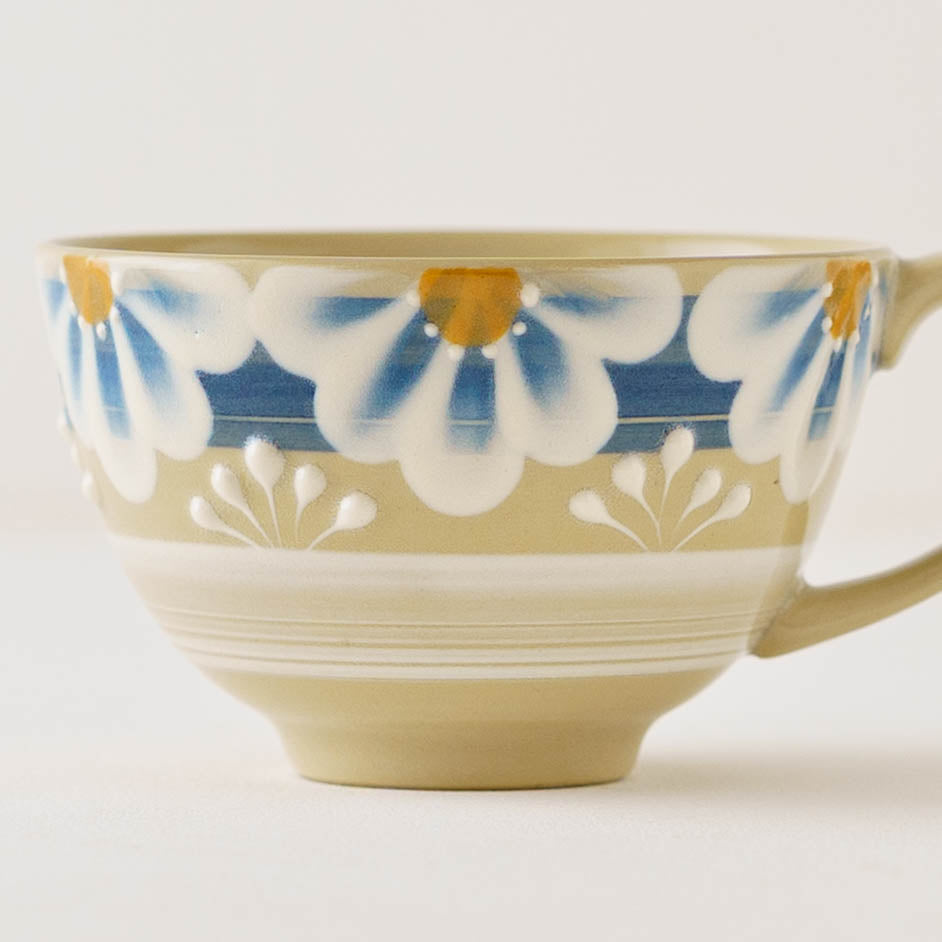 指描更紗　青　マグカップ｜アダチノポタリ