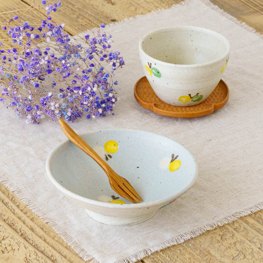 Flat bowl butterfly light blue x white | Harada Haruko
