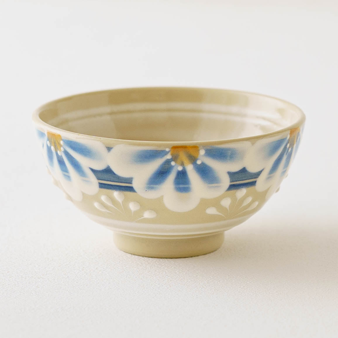 陶芸作家 アダチノポタリ 指描更紗 青 飯碗｜和食器通販 四季折折