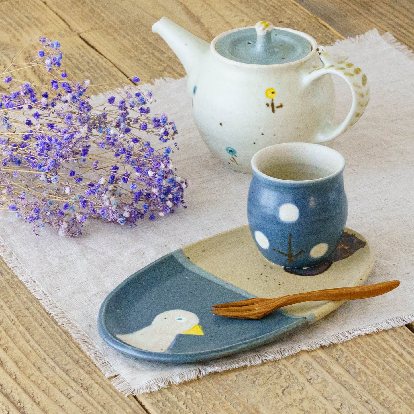 Flute cup S flower navy | Harada Haruko