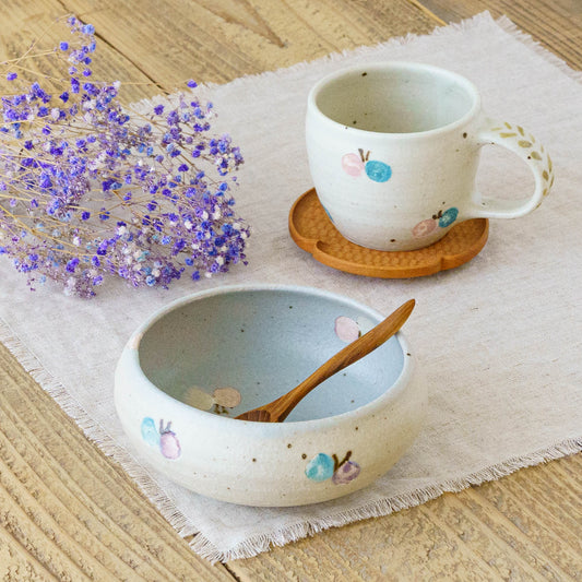Bowl M butterfly light blue x White | Harada Haruko