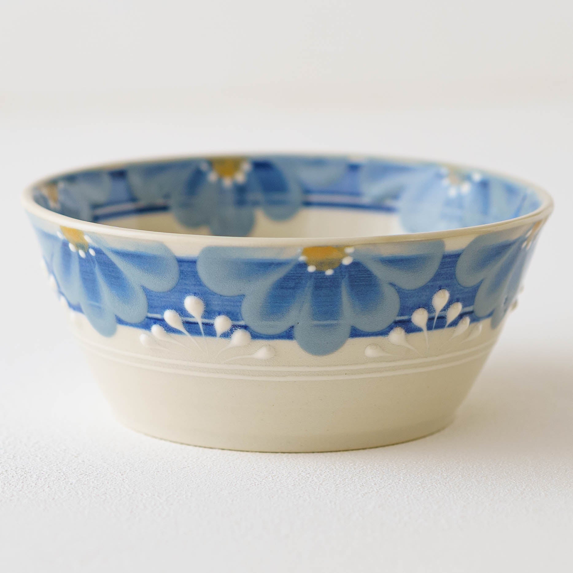 陶芸作家 アダチノポタリ 指描更紗 藍 スープどんぶり｜和食器通販