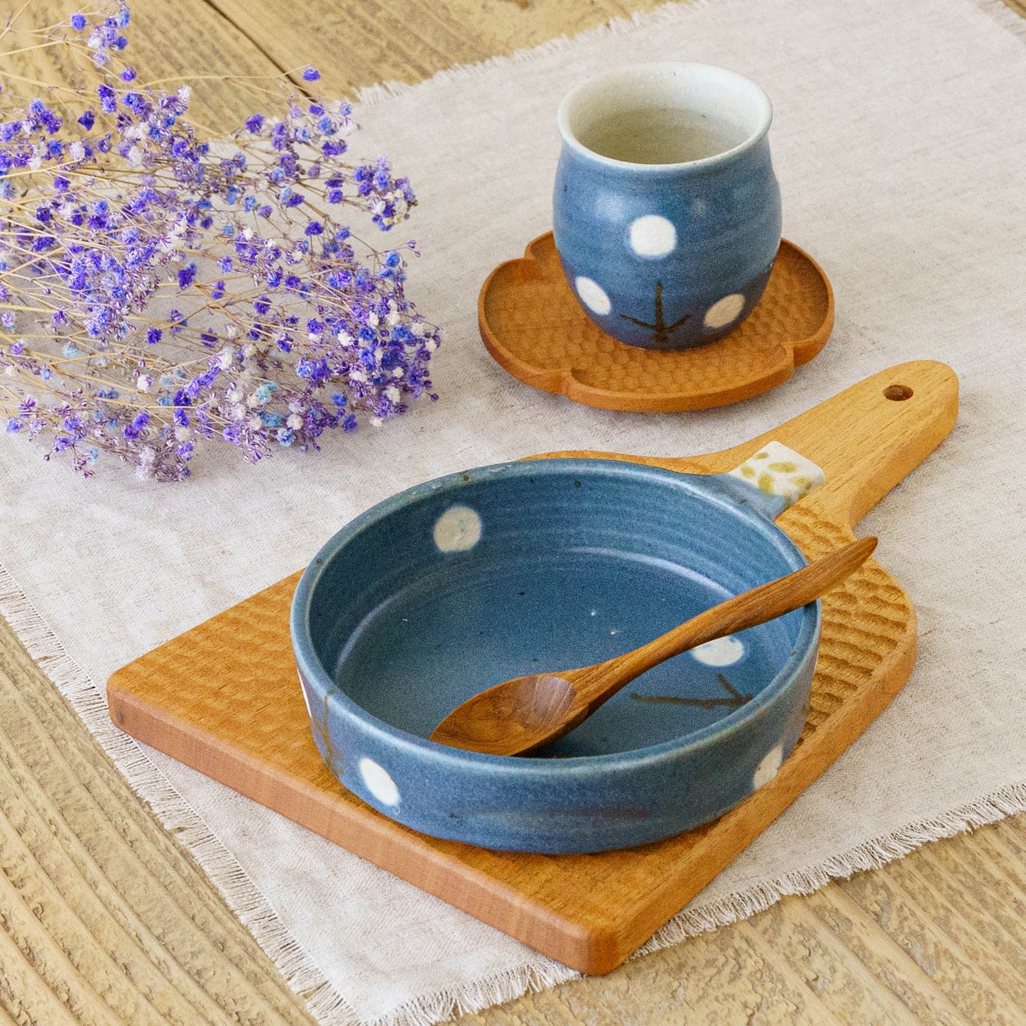 Flute cup S flower navy | Harada Haruko