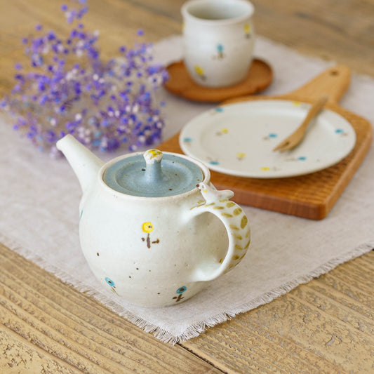 Pot Bird and Flowers white  | Harada Haruko