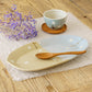 Oval flower plate L  light brown x light blue | Harada Haruko