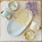 Oval flower plate L  light brown x light blue | Harada Haruko
