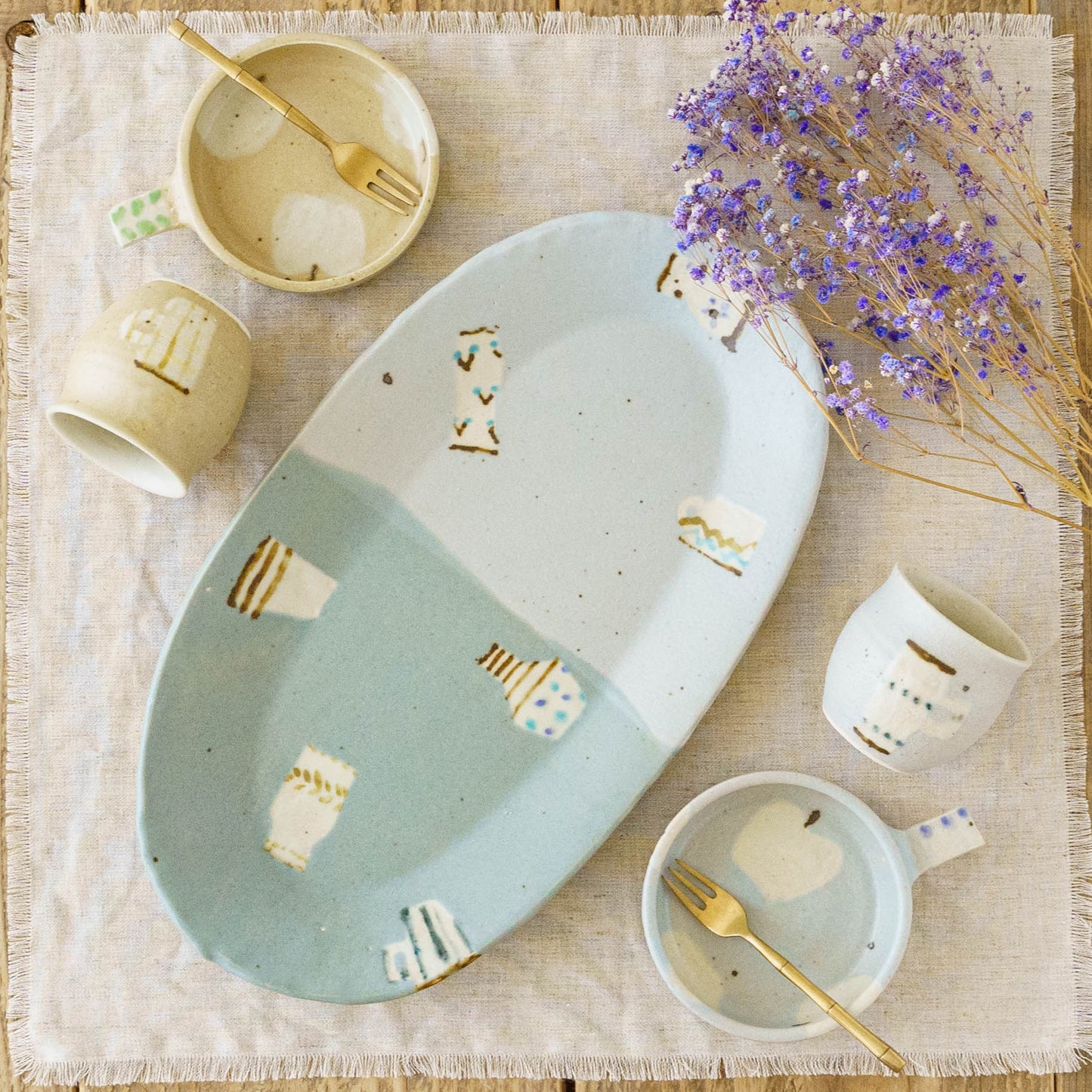 Flute cup S table ware blue | Harada Haruko