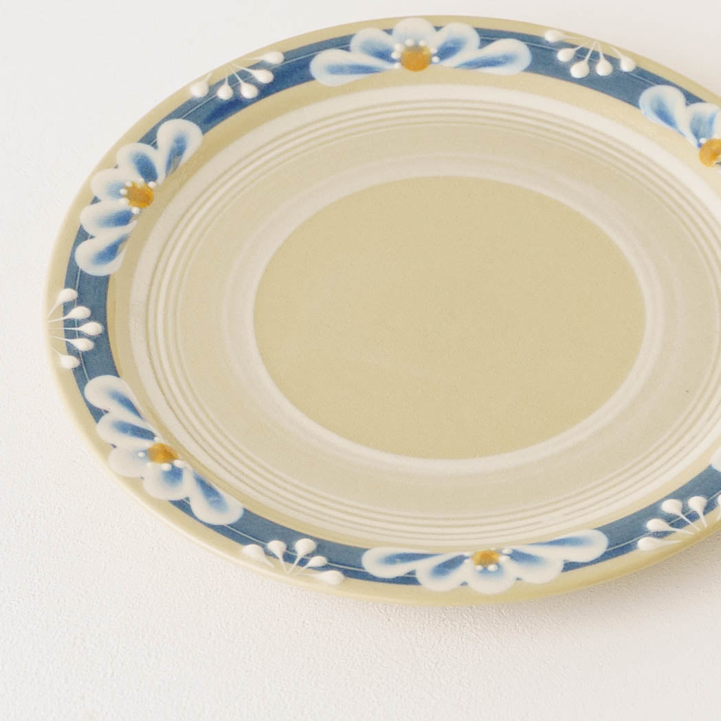 指描更紗　青　23cmプレート｜アダチノポタリ