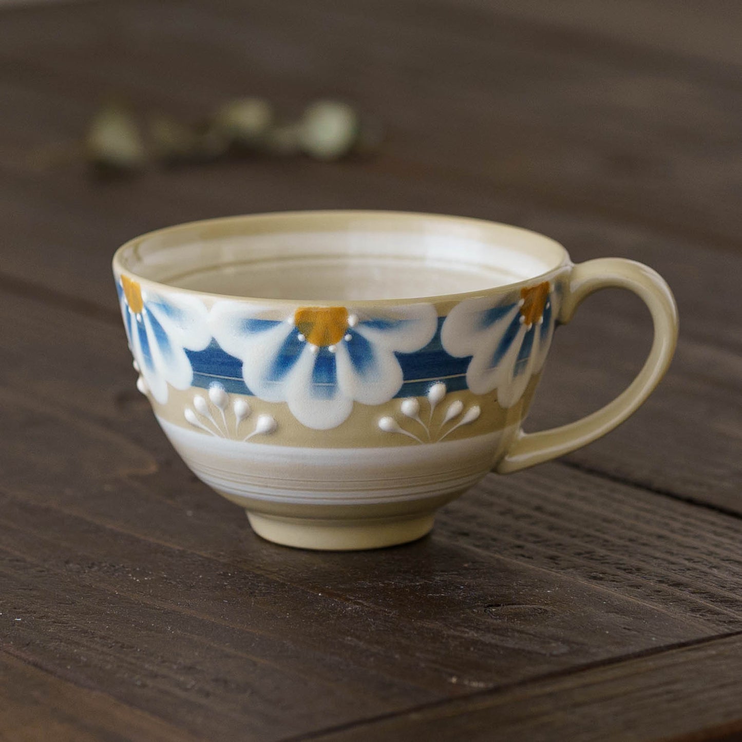 指描更紗　青　マグカップ｜アダチノポタリ