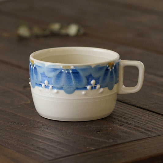 指描更紗　藍　角マグカップ｜アダチノポタリ