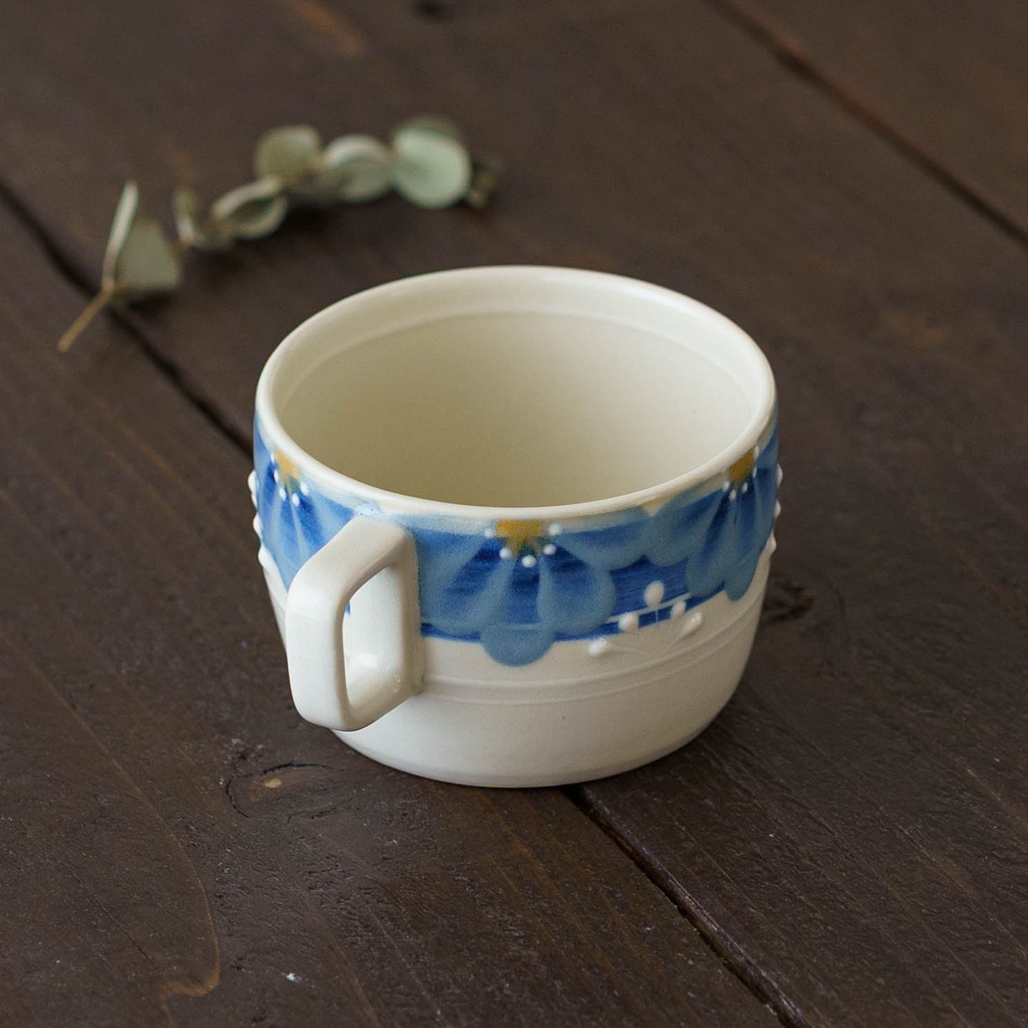 指描更紗　藍　角マグカップ｜アダチノポタリ