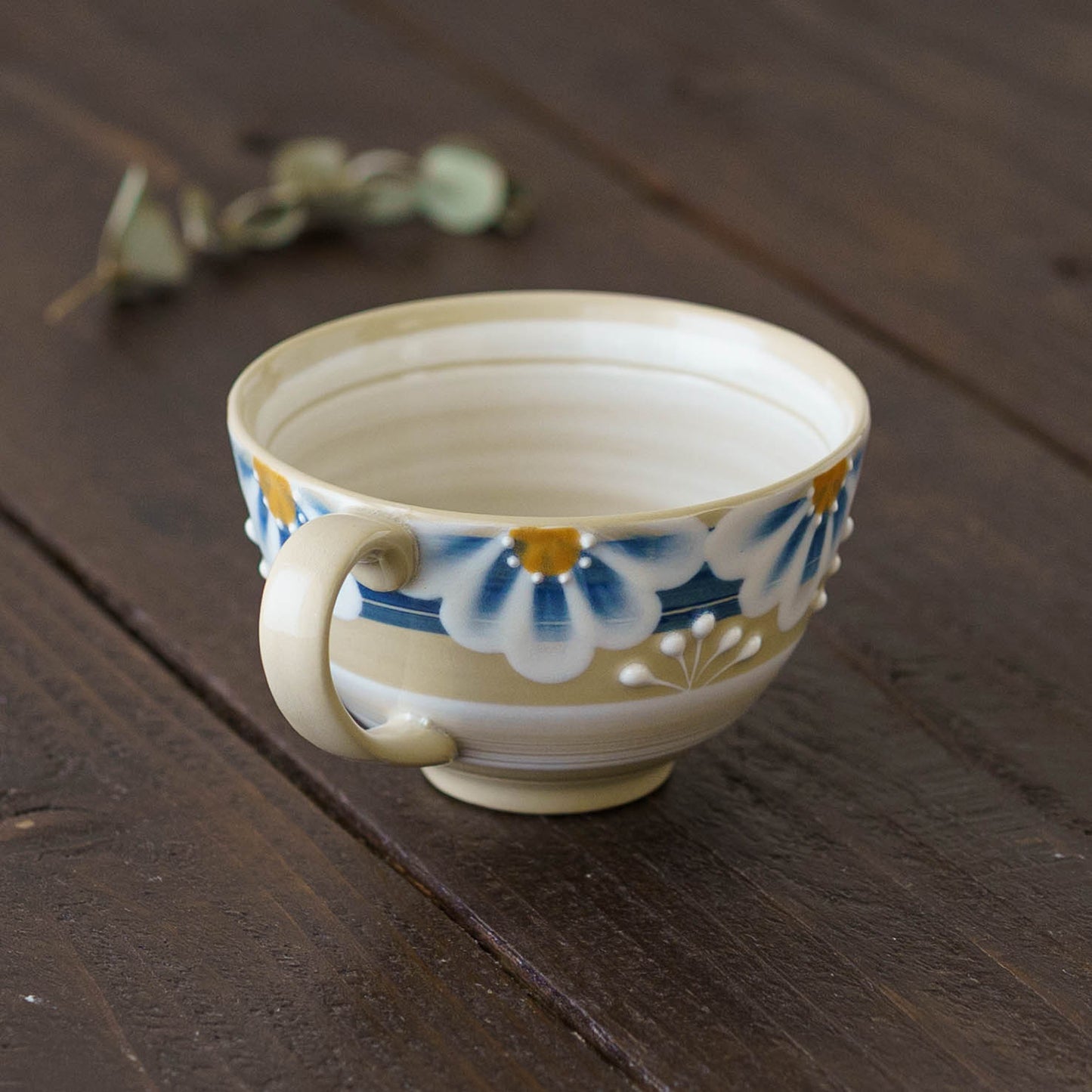 指描更紗　青　マグカップ｜アダチノポタリ