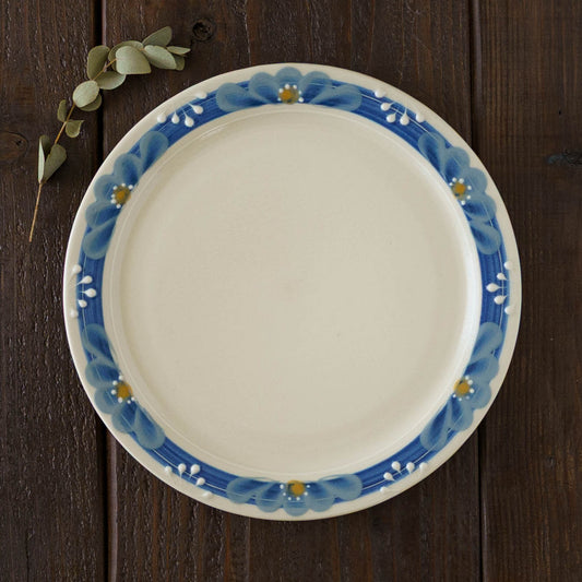 指描更紗　藍　23cmプレート｜アダチノポタリ