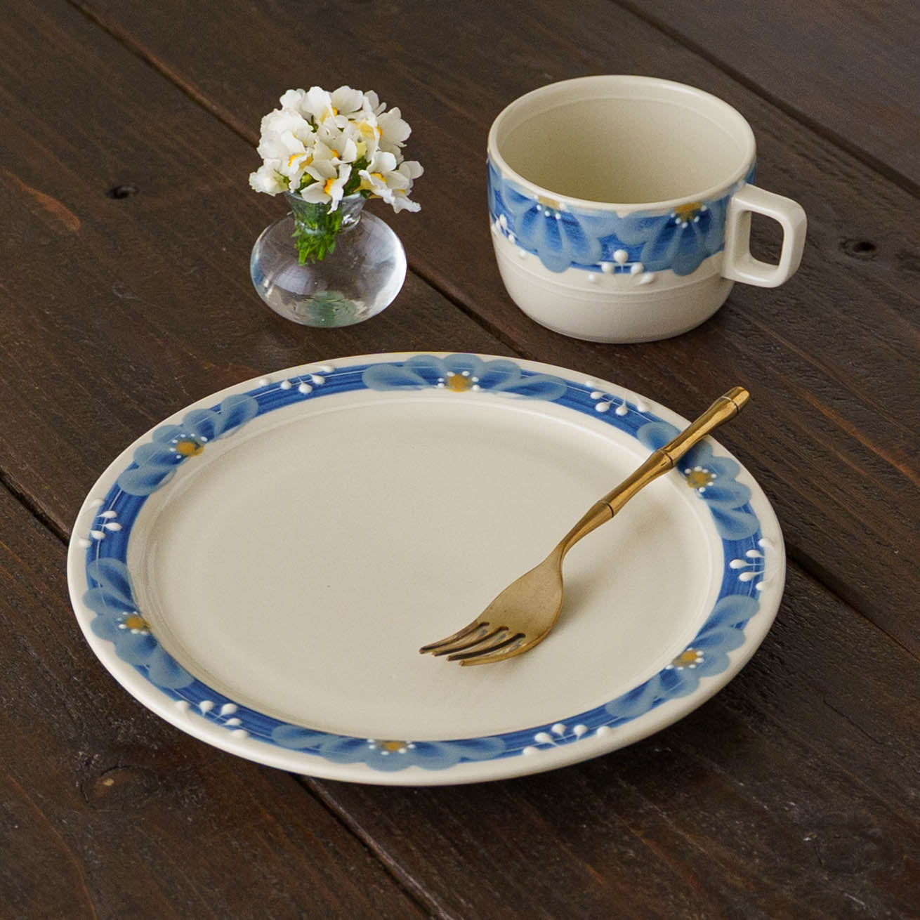 指描更紗　藍　角マグカップ｜アダチノポタリ