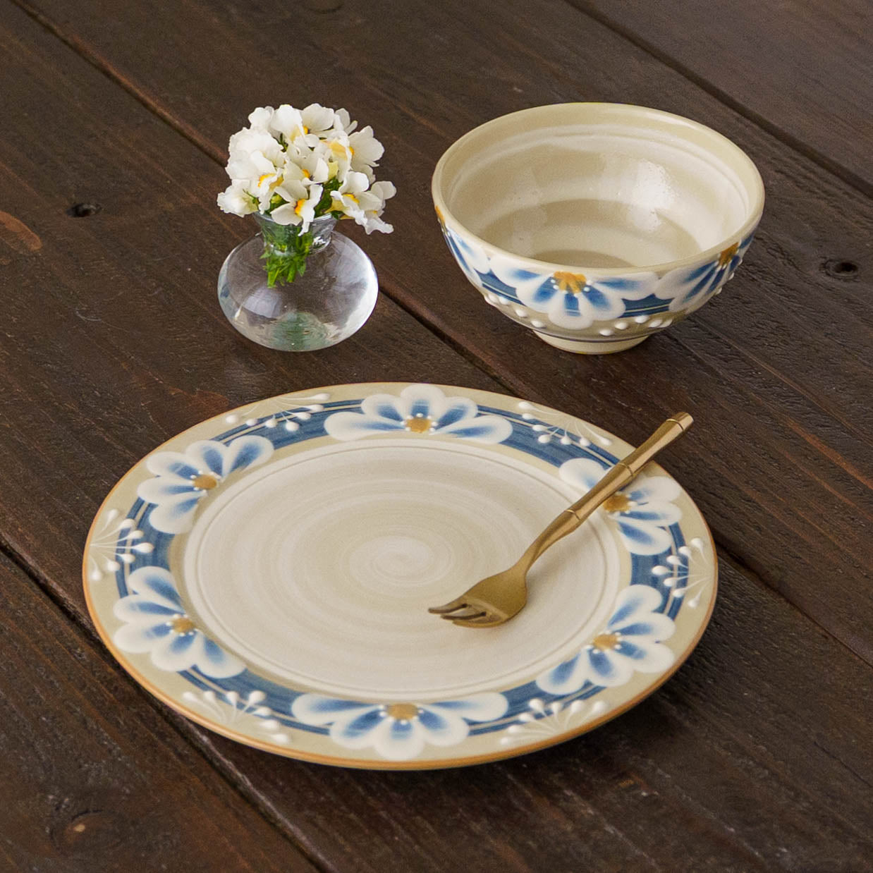 指描更紗　青　飯碗｜アダチノポタリ