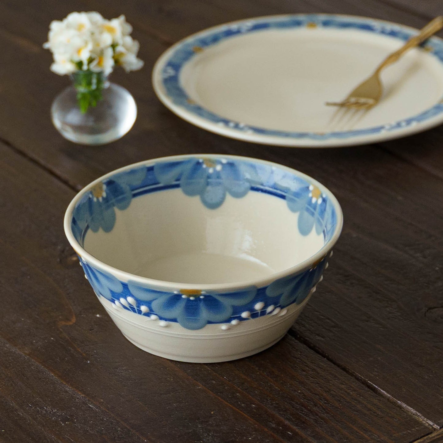 指描更紗　藍　スープどんぶり｜アダチノポタリ